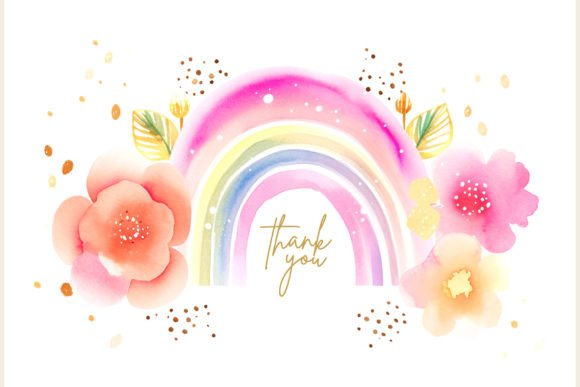 Download Pink Watercolor Rainbow with Flowers - Rainbow Collection