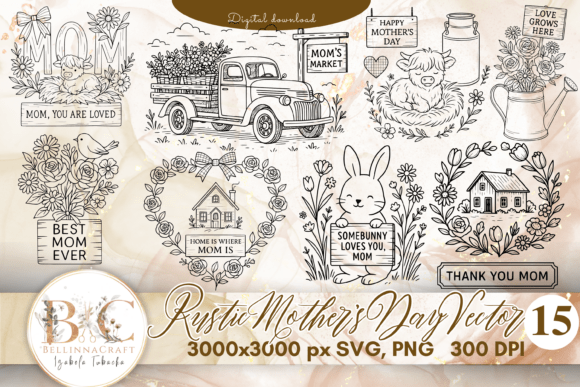 Download Rustic Mother's Day Vector Bundle SVG - Premium Resources
