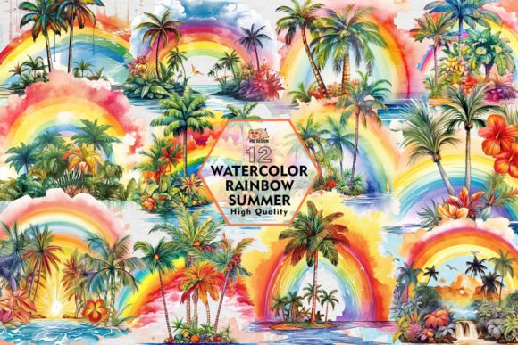 Download Watercolor Rainbow Summer Clipart PNG - Rainbow Collection