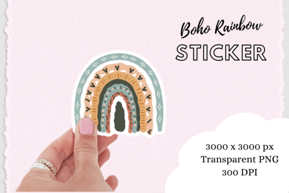 Download Boho Chic Rainbow Sticker Png - Rainbow Collection