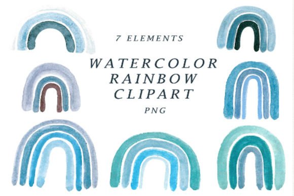 Download Blue Rainbow Watercolor Clipart. - Rainbow Collection