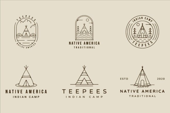 Download Set of Teepees Indian Line Art Logo - Indian line art Collection