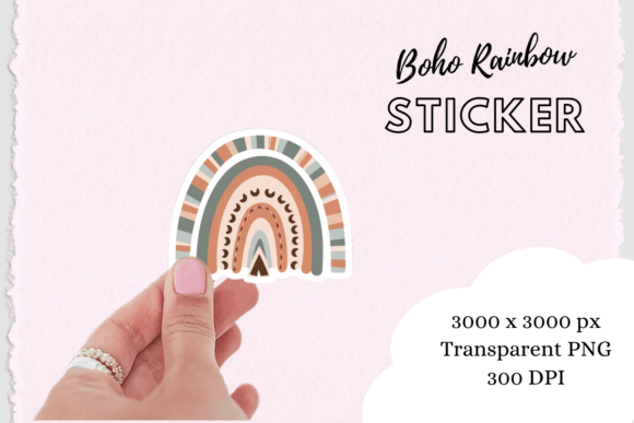 Download Boho Chic Rainbow Sticker Png - Rainbow Collection